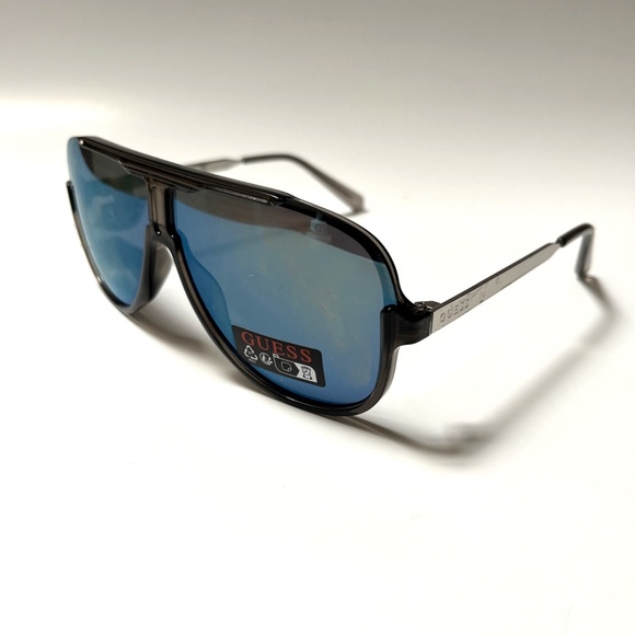 New Original GUESS Aviator Sunglasses GO00060 Acetate Clear Gray Iridescent Lens - Picture 1 of 6
